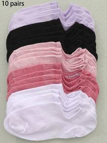 10pairs/Set Multicolor Casual Socks For Women, Summer Breathable Ankle Socks, Non-Slip Hidden Liner Socks - Multicolor - View 9