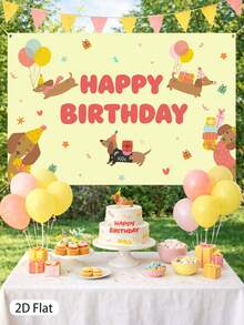 1张150*100厘米腊肠犬主题生日背景布，适用于一周岁生日派对、婴儿派对、生日派对、婴儿派对、生日派对摄影道具等场合。 - 臘腸狗 - 查看 9