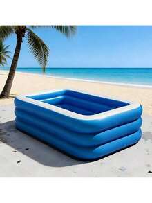 1个三层充气游泳池，尺寸为120英寸 x 72英寸 x 22英寸，超大加厚PVC材质，家用成人降温泳池，户外花园后院夏季派对大型水池 - 彩色 - 查看 6