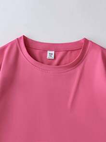 Plus Size Women's Soft & Comfortable Jesus Christ Graphic Round Neck Short Sleeve T-Shirt, Double-Sided Print, Casual & Fashionable Summer - Hot Pink - View 5