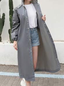 Waterproof Raincoat, Unisex Hooded EVA Raincoat, Fashionable Breathable Snap-Button Raincoat - All-Around Wind And Rain Protection, With Hood And Drawstring, Reusable Thick EVA Waterproof Poncho, Suitable For Outdoor Cycling, Camping, Hiking, Fishing - Multicolor - View 11
