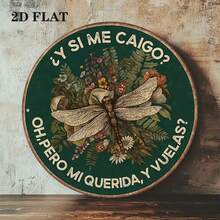 1 pieza Placa metálica redonda de estilo vintage 2D con tema de libélula y flores, adecuada para mejorar la decoración del jardín, balcón, estudio, sala de estar, dormitorio, cafetería - 1 pieza - Ver 6