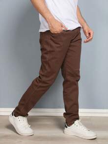 Estone Men's Skinny Jeans With Elastane - Coffee Brown - View 2