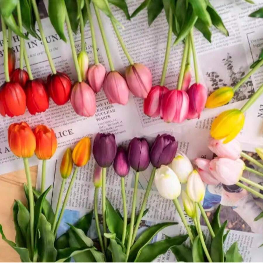 Ins Stil künstliche Tulpen Blumen Dekoration, Wohnzimmer Ornament - Verschiedenfarbig - Übersicht 1