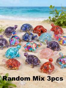 1/3/6/12pcs Multi-Color Crystal & Resin Sea Turtle Decorations - Healing Gemstone Pocket Decor, Suitable For Home Living Room Bedroom Office Aquarium Ornaments - Sea Turtles - View 19
