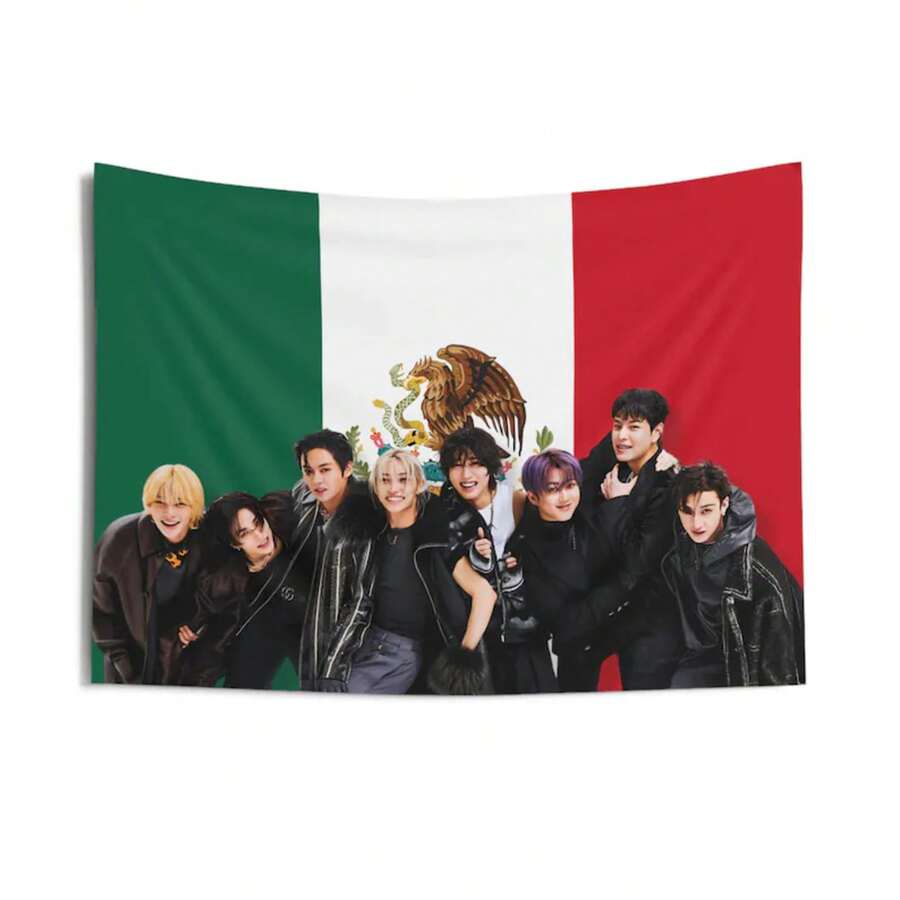 Skz Members Magazine Mexico Flag Banner,  Members Kpop Flag, Skz Tour 2025 Merch, Gift Ideas Stays, Birthday Gift & Concert Merch - 1PC - Xem 1