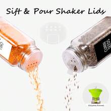 TUMATICLY 48 Glass Spice Jars (24 Jars, 24 Lids), Glass Spice Jars With 408 Labels, 4-Ounce Square Empty Spice Jars With Black Metal Lids - Including Shaker Lids, Funnel, Brush, And Markers, Cooking Tools, Seasoning Tools - màu đen - Xem 4