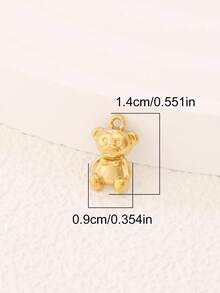 3 pièces Pendentifs d'ours mignons en acier inoxydable, plaqués or 18 carats, résistants à l'eau, accessoires pour la création de bijoux DIY - pendentif - Voir 6