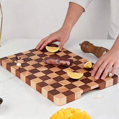 MIYORK 1pc Checkered Cutting Board, Unique And Exquisite Checkered Design, Beautiful Appearance, Easy To Clean, Suitable For Handling Various Foods Such As Fruits And Vegetables, Ideal For Home Use.