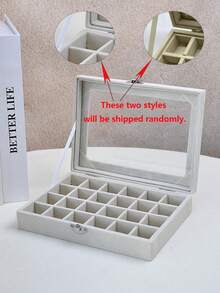 1 pieza Joyero de gran capacidad, material de terciopelo, puede almacenar anillos, collares, aretes y otras joyas, decoración para el cuarto de maquillaje - Multicolor - Ver 11