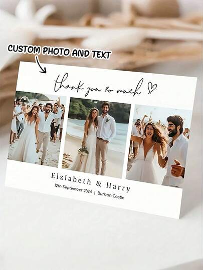 Customized Wedding Thank-You Cards (Including Envelope), Photo Thank-You Cards, Wedding Invitations, Banquet Cards, Wedding Photography Prop Cards, Birthday Cards, Gratitude Cards, Wedding Supplies And Decorations. The Perfect Gift For Family, Friends, And Loved Ones.
