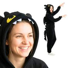 How to Train Your Dragon Plush Kigurumi Pajamas Cosplay Costume How To Train The Dragon Toothless - Black - View 2