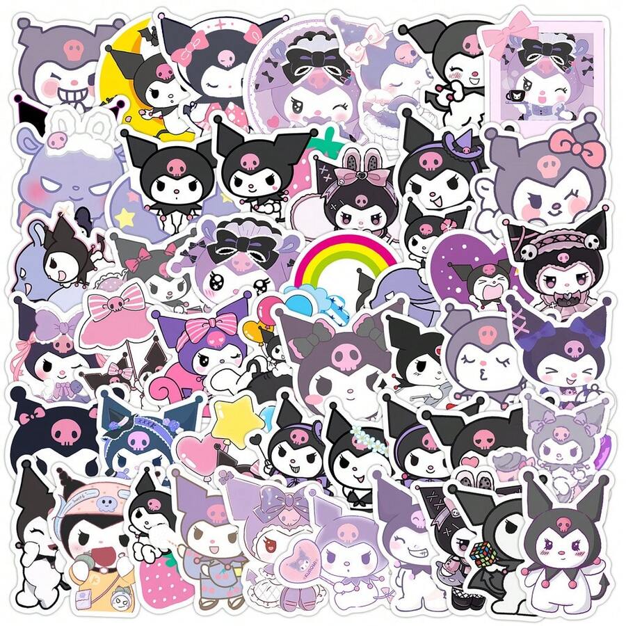 SANRIO 50 miếng dán graffiti Kuromi - Chống thấm nước, thích hợp dán lên bình nước, điện thoại và các vật trang trí sáng tạo khác | Miếng dán - 50 CÁI - Xem 1
