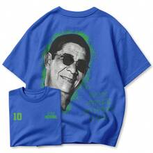 Basic Casual Comfortable Printed T-Shirt - Special Model:  Bom Partideiro - Special Store Promotion - Blue - View 1