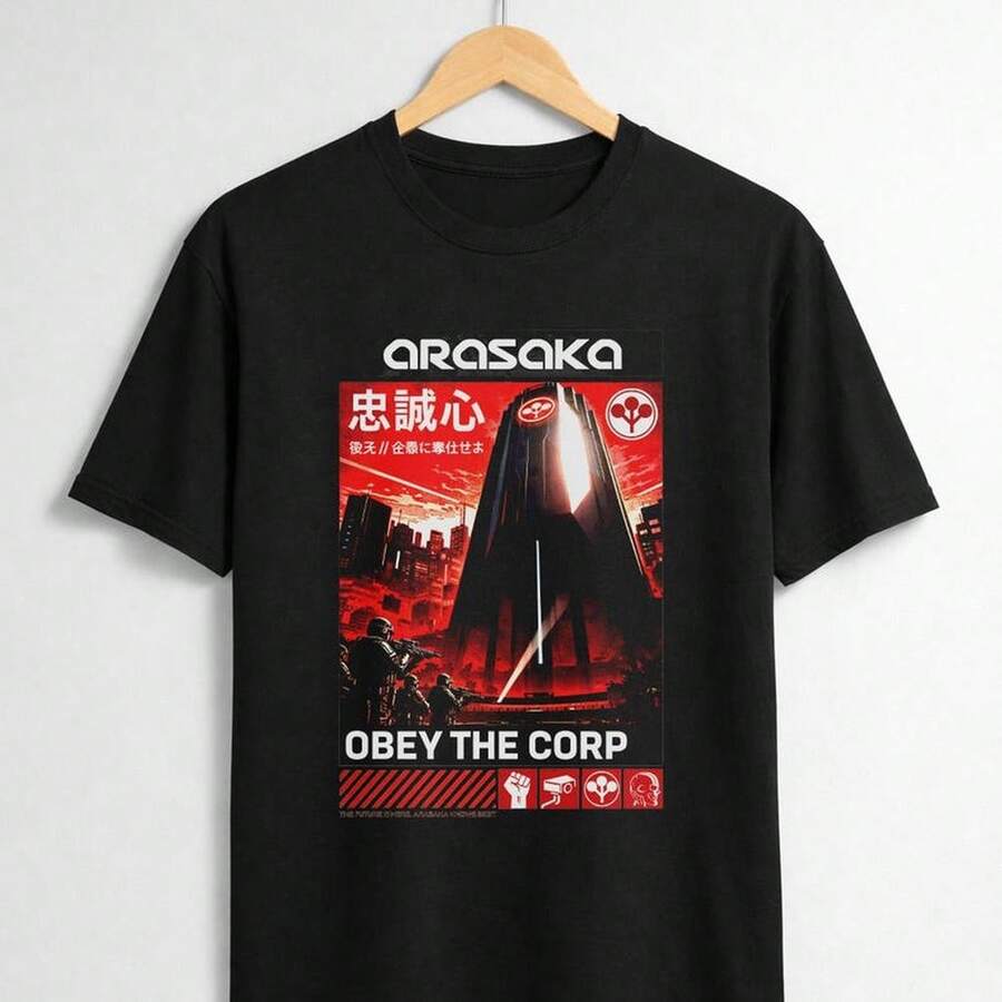 Cyberpunk 2077 AR1ASaka O1BEY The Corp T1S1Hirt Streetwear Gamer S1Hirt SciFi Futuristic Technique 220G C1AmiS1eta De AL1Godn Hol1GA1DA UniS1ex De 220 G Hol1GA1DA Y Comoda. AdecuA1DA1 Para TodosS1 Las Personas, Se Se Mujeres O Hombres. Tejido Dura De Alta C1Alidad Apto A TodasS1 Las OC1Ases, Suave Al Toque Y Dura. Tops Respirars. Conjuntos De Too Para Mujeres. Conjuntos De VaC1Aciones Para Mujeres. Disfraz De Halloween Para Mujeres. - 黑色 - 查看 1