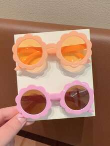 2/4 chiếc kính mắt thời trang trẻ em dễ thương họa tiết hoa mới nhất năm 2026 dành cho bé gái, chỉ có hình ảnh thẻ, không bao gồm vận chuyển. - Nhiều màu - Xem 3