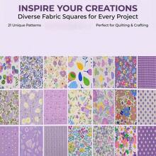 42片5英寸x5英寸紫色100%涤纶布料方块，DIY拼布魅力包，预裁绗缝缝纫DIY布料 - D - 查看 6