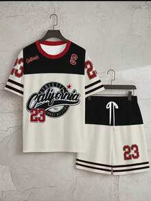 Conjunto de shorts casuales de moda para hombres con estampado digital 23 - Multicolor - Ver 3