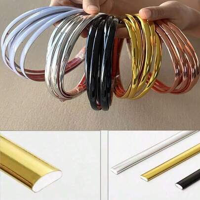 1pc New Self-Adhesive Decorative Caulk Strip, Waterproof Wall Corner Trim, Decorative Edging For Wall Cloth, Gold, Silver, Black