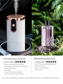 【情人节礼物】一套白色电动香薰机及便携式加湿器，可用作车载香氛、酒店香氛，壁挂/桌面两用，5种工作模式，USB充电，6种精油可选。适用于汽车、家居、客厅、主卧、办公室、浴室及家居装饰。 - 白色 - 查看 22