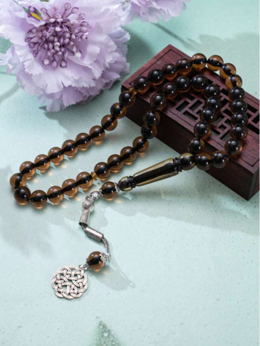 45 piezas de 10mm Pulsera de cuentas redondas clásicas y elegantes, Cuentas de oración musulmanas - Marrón - Ver 1