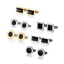 6 对金色和银色金属袖扣，男士高端商务礼盒套装，适合所有季节万圣节配饰教师节 - 彩色 - 查看 4