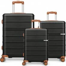 tooluck 3 Piece Lightweight Hardshell Luggage Sets ABS+PC Suitcase Set With Silent 360° Wheels And TSA Lock 20"/24"/28" Luggage Ergonomic Handles For Travel Business,Black - Black - View 11