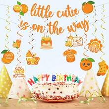DLittle Cutie Baby Shower Decorations - 16pcs Orange Party Decorations 2pcs Glitter Baby Shower Banners 14pcs Orange Hanging Swirls Little Cute Is On The Way Birthday Party Decor Plies - 小可愛裝飾 - 查看 6
