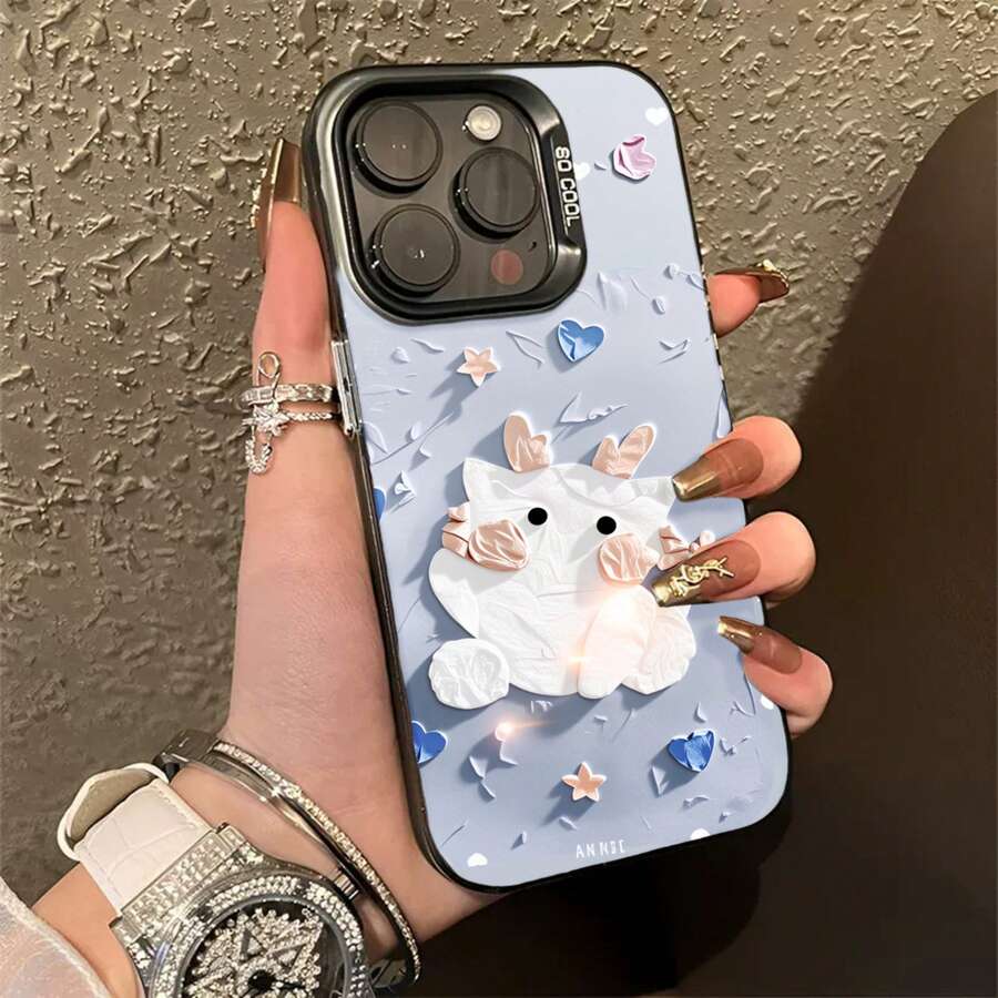 Minimalist IMD Case With Colorful Silver Finish, Compatible With Various Phone Models - Azul Sierra - 查看 1