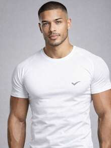 Men's Dry Fit Plain T-Shirt - Casual Workout Gym Sports Exercises Running Everyday - 白色 - 查看 6