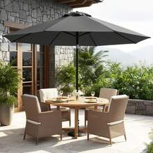 Garden Parasol Cover, Heavy-Duty 600D Oxford Fabric With PVC Coating, Fits 2.5m Umbrellas, Full-Length Zip & Adjustable Drawstring For All-Weather Protection - Grey - View 4