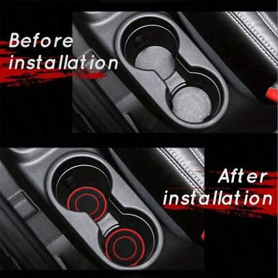 2个防滑防尘车载杯垫，优质橡胶多色环形杯垫，简约环形设计，防滑防尘，易于清洁，通用型车载杯架，提升车内格调