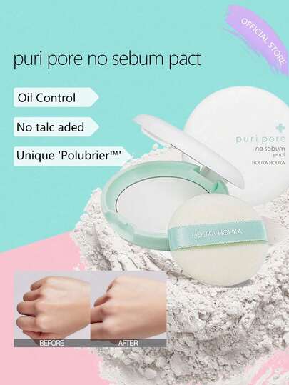 HOLIKA HOLIKA Purify控油粉饼，经皮肤科医生测试，植物萃取天然矿物粉，不含滑石粉，有效控油，令肌肤柔软透亮，保持妆容哑光健康，保护肌肤免受有害外部环境侵害。韩国美妆，韩国彩妆