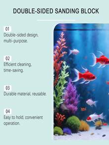 Yegbong 3pcs/Box Double-Sided Sanding Sponge, Multifunctional Aquarium Cleaning Sponge, Reusable Descaling Cleaning Tool - View 9