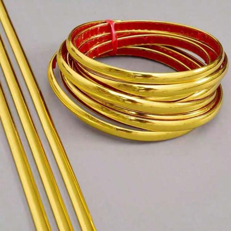 1pc New Self-Adhesive Decorative Caulk Strip, Waterproof Wall Corner Trim, Decorative Edging For Wall Cloth, Gold, Silver, Black - Tile Seam Strips - View 7