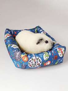 1pc/2pcs S/M Fruit Print Canvas Durable Scratch-Resistant Hamster Nest Mat, Not Machine Washable, Suitable For Small Pets Squirrel Chinchilla Sleeping Bed, All Season - Multicolor - View 13