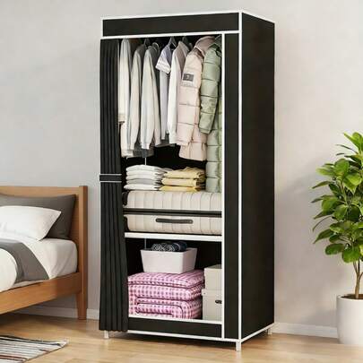 Large Capacity Freestanding Wardrobe Storage Cabinet With Shelves And Hooks, Easy To Assemble, Suitable For Bedroom, Home Office, Closet Organization, Durable Structure, Wall-Mounted Clothes And Hat Storage Rack, Portable Closet, Clothing Organizer Box, Wardrobe Shelf, Home Office Storage, Bedroom Organization, Multifunctional Shelf, Modern Closet, Large Capacity Storage, Metal Construction, Hanging Organizer, Shelf Unit, Mounted Closet Systems