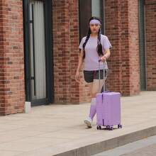 Lightweight 20 Inch Carry On Suitcase, PC Hard Shell Travel Small Luggage With 4 Spinner Wheels & TSA Lock For Travel, Purple - Mauve Purple - View 3