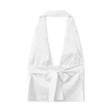 Women's Halter Neck Tank Tops Sleeveless Open Back Plaid/Heart Printed Slim Fit Tops Party Shirts - 白色 - 查看 6
