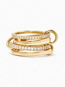1 Stück 925 Sterling Silber glatter Dreifach-Reifen-Ring, geeignet für Frauen, elegante Kristall-Ohrringe, exquisiter Schmuck - Verschiedenfarbig - Übersicht 44