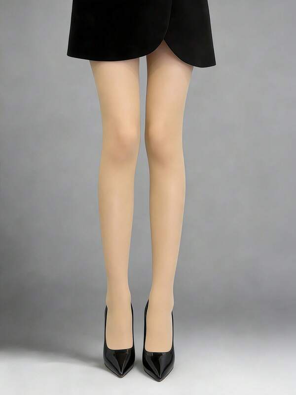 Women's Apricot Fashion Tights - Opaque & Stretchy, Classic Nude-Tone Leggings For Everyday Chic & Casual Style