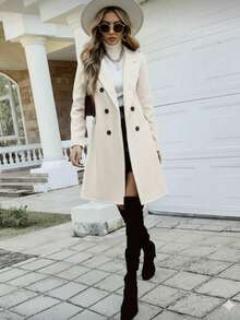 Women's Long Coat In Solid Color00 - White - View 4