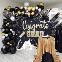 10 pouces Ensemble de ballons noirs, dorés et argentés, ballons en latex noirs, dorés et argentés pour le Nouvel An, anniversaire, décoration de mariage - A-1 - Voir 9