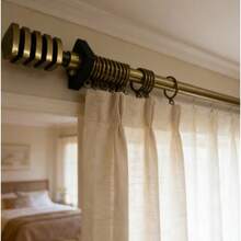 Adjustable Bronze Curtain Rod Set, Includes 3 Decorative Finials (Crystal Ball, Striped Metal), High-Quality Metal Rod With Curtain Rings And Installation Hardware, Durable For Bedroom, Living Room, Etc. - Three Options Available - View 7
