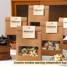 10 PCS Kraft Paper Bakery Bags Self Standing Food Bags For Pastries Cookies And Baked Goods - Màu vàng - Xem 6