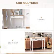 HOMCOM Bench Table - White - View 3