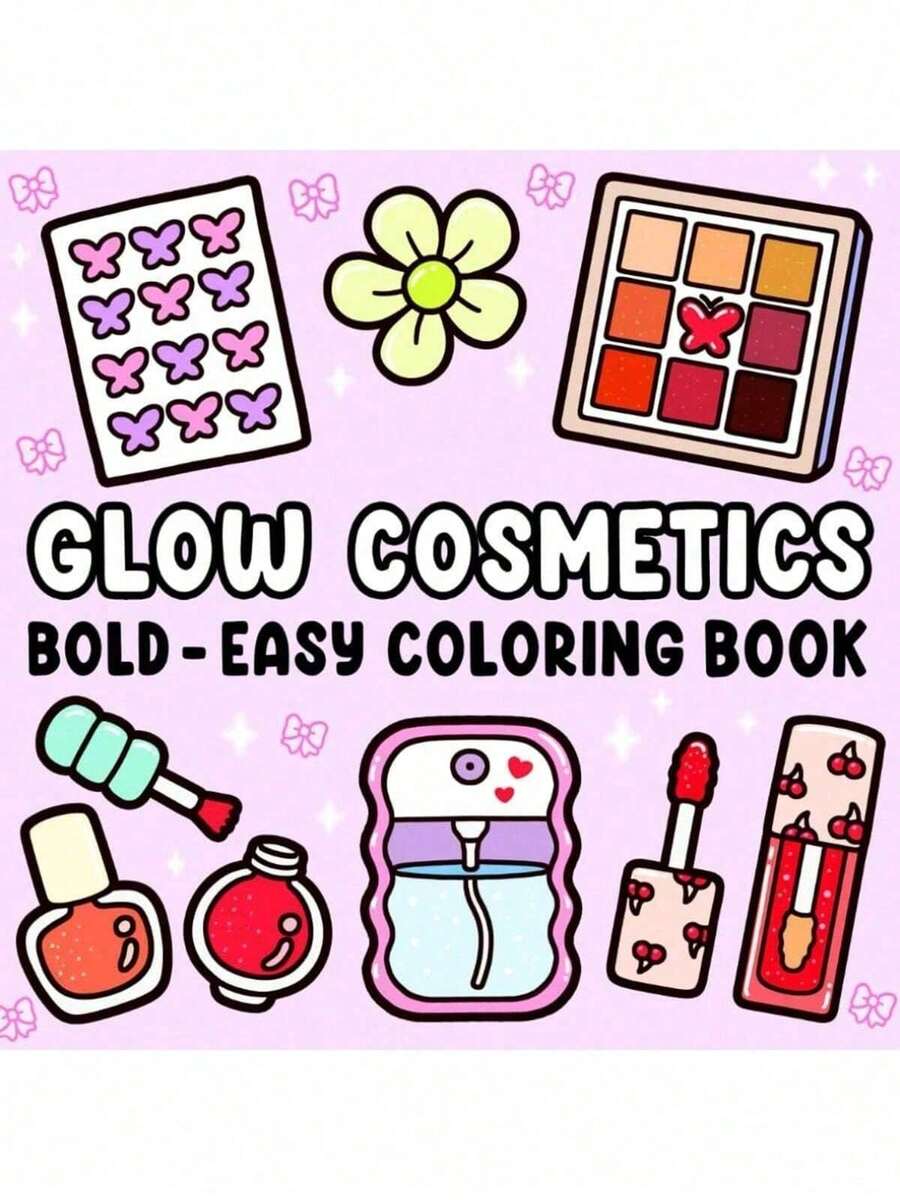 1 GLOW COSMETICS Adult & Kids Coloring Book, Learning Supplies, Toys, Back To School Essential, Bold & Simple Design, Relaxing Coloring