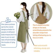 1件男女通用加大码橄榄绿轻薄交叉后背套头围裙，带口袋，简约现代风格纯棉易穿脱防污罩衫，适合多种场合 - 橄欖綠 - 查看 8