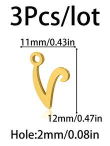 3 mặt dây chuyền chữ cái viết tay mạ vàng 18K bằng thép không gỉ, dùng để tự làm trang sức, phụ kiện vòng tay, dây chuyền và đồ thủ công. - chữ thường - Xem 30