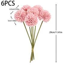 6 Stück, künstliche Pusteblumen, realistischer Strauß tennisballförmiger Chrysanthemen, Valentinstag Geschenk, Hochzeit, Braut Verlobungsfeier Dekoration, Geburtstags- oder Jahrestags-Artikel, Heimdekoration, Tischdekoration. - Mehrfarbiger Löwenzahn - Übersicht 3